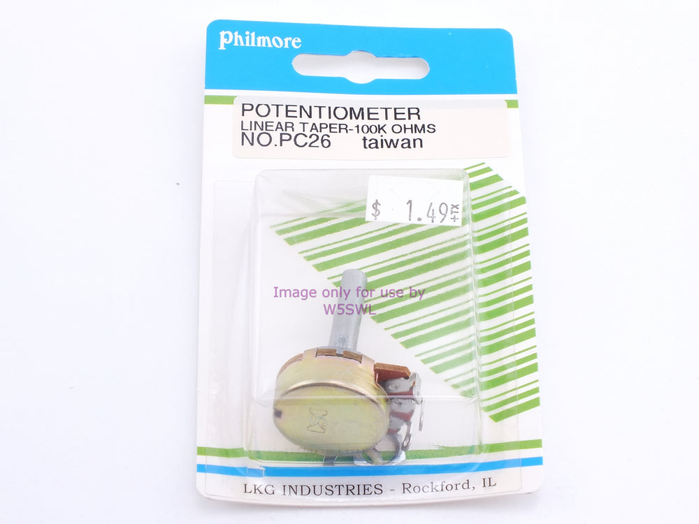 Philmore PC26 Potentiometer Linear Taper-100K Ohms (bin65) - Dave's Hobby Shop by W5SWL