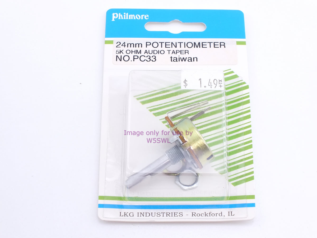 Philmore PC33 24mm Potentiometer 5K Ohm Audio Taper (bin66) - Dave's Hobby Shop by W5SWL
