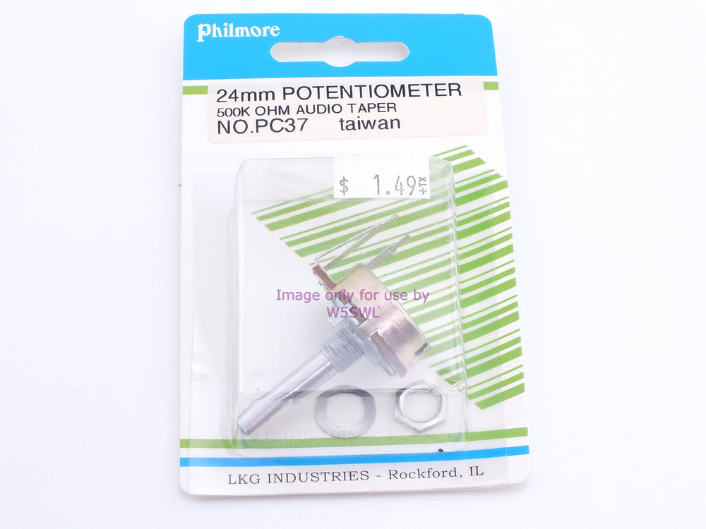 Philmore PC37 24mm Potentiometer 500K Ohm Audio Taper (bin66) - Dave's Hobby Shop by W5SWL