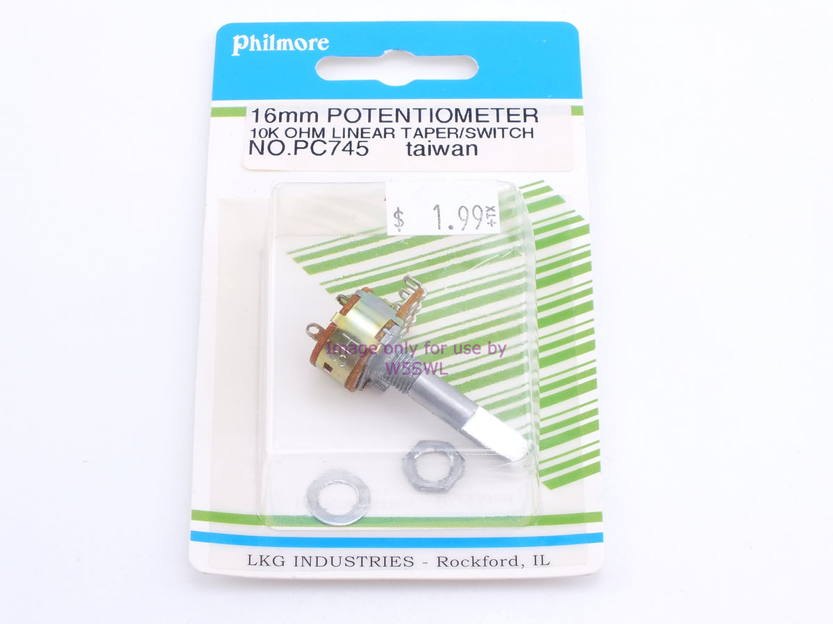 Philmore PC745 16mm Potentiometer 10K Ohm Linear Taper/Switch (bin72) - Dave's Hobby Shop by W5SWL