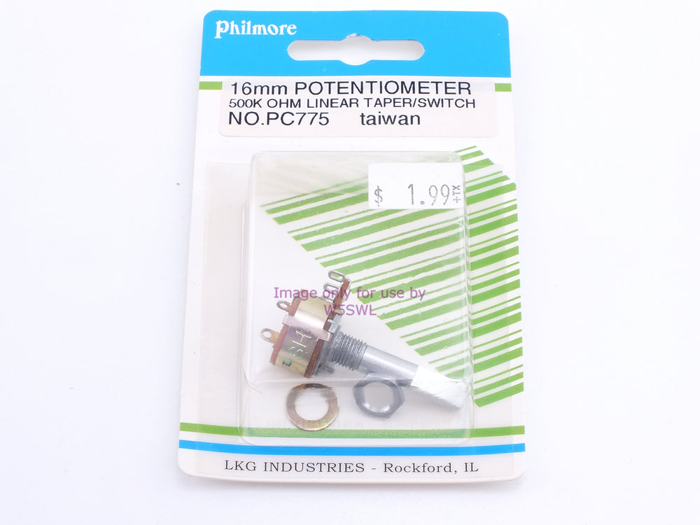 Philmore PC775 16mm Potentiometer 500K Ohm Linear Taper/Switch (bin72) - Dave's Hobby Shop by W5SWL