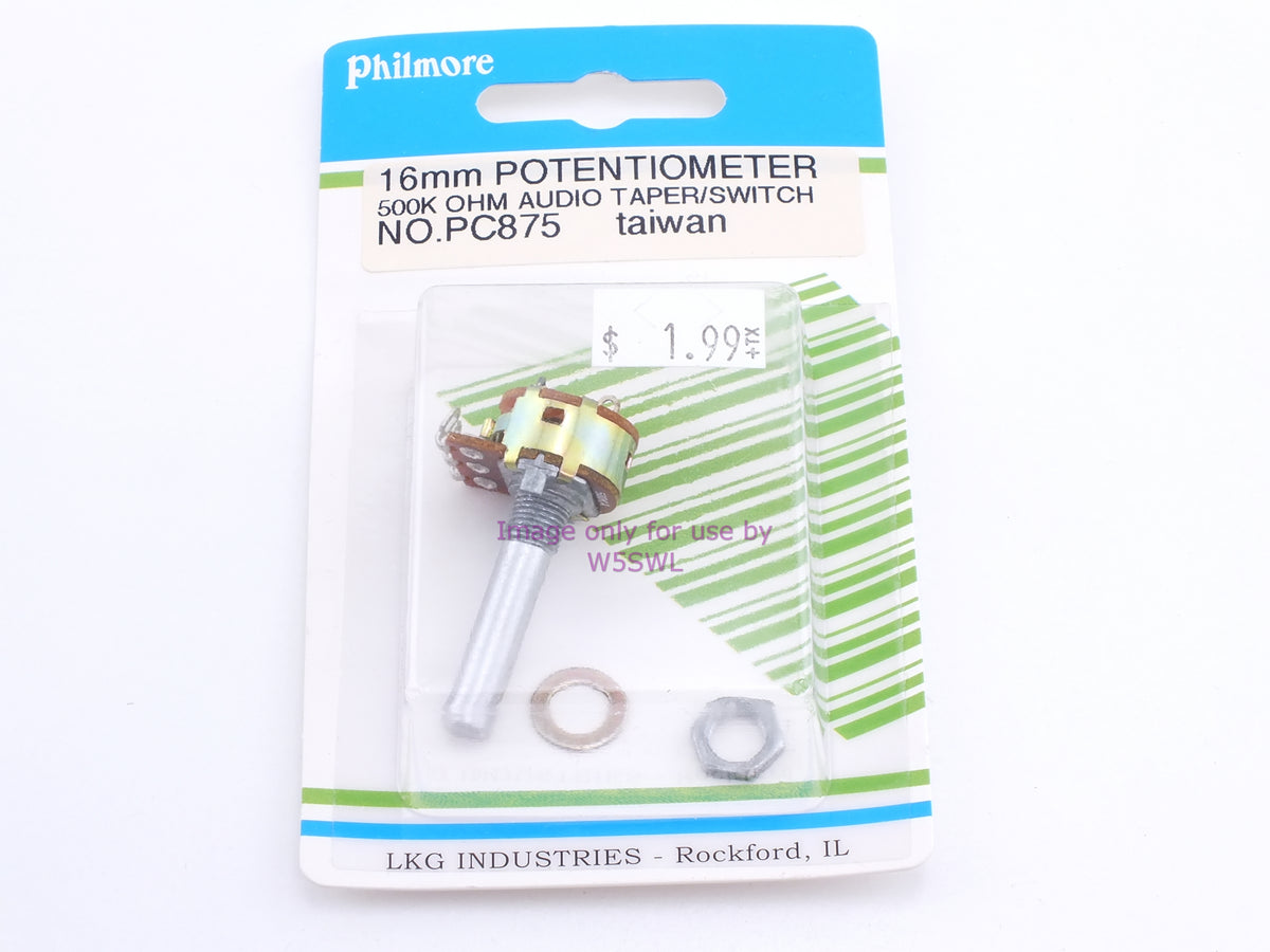 Philmore PC875 16mm Potentiometer 500K Ohm Audio Taper/Switch (bin65) - Dave's Hobby Shop by W5SWL