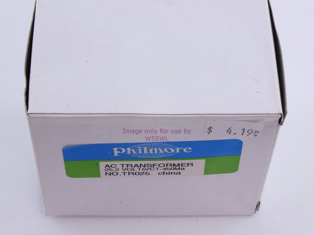 Philmore TR025 AC Transformer 25.2 Volts/CT 450MA (Bin50) - Dave's Hobby Shop by W5SWL