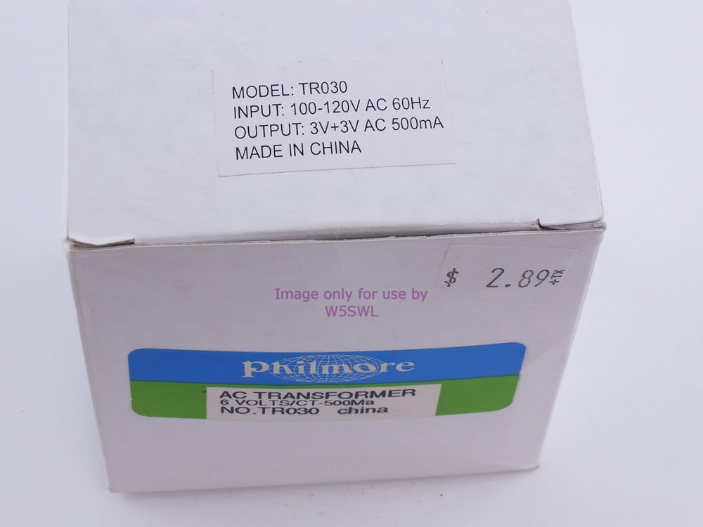 Philmore TR030 AC Transformer 6 Volts/CT 500MA (Bin50) - Dave's Hobby Shop by W5SWL