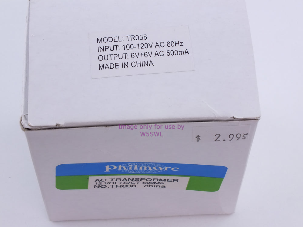 Philmore TR038 AC Transformer 12 Volts/CT 500MA (Bin51) - Dave's Hobby Shop by W5SWL